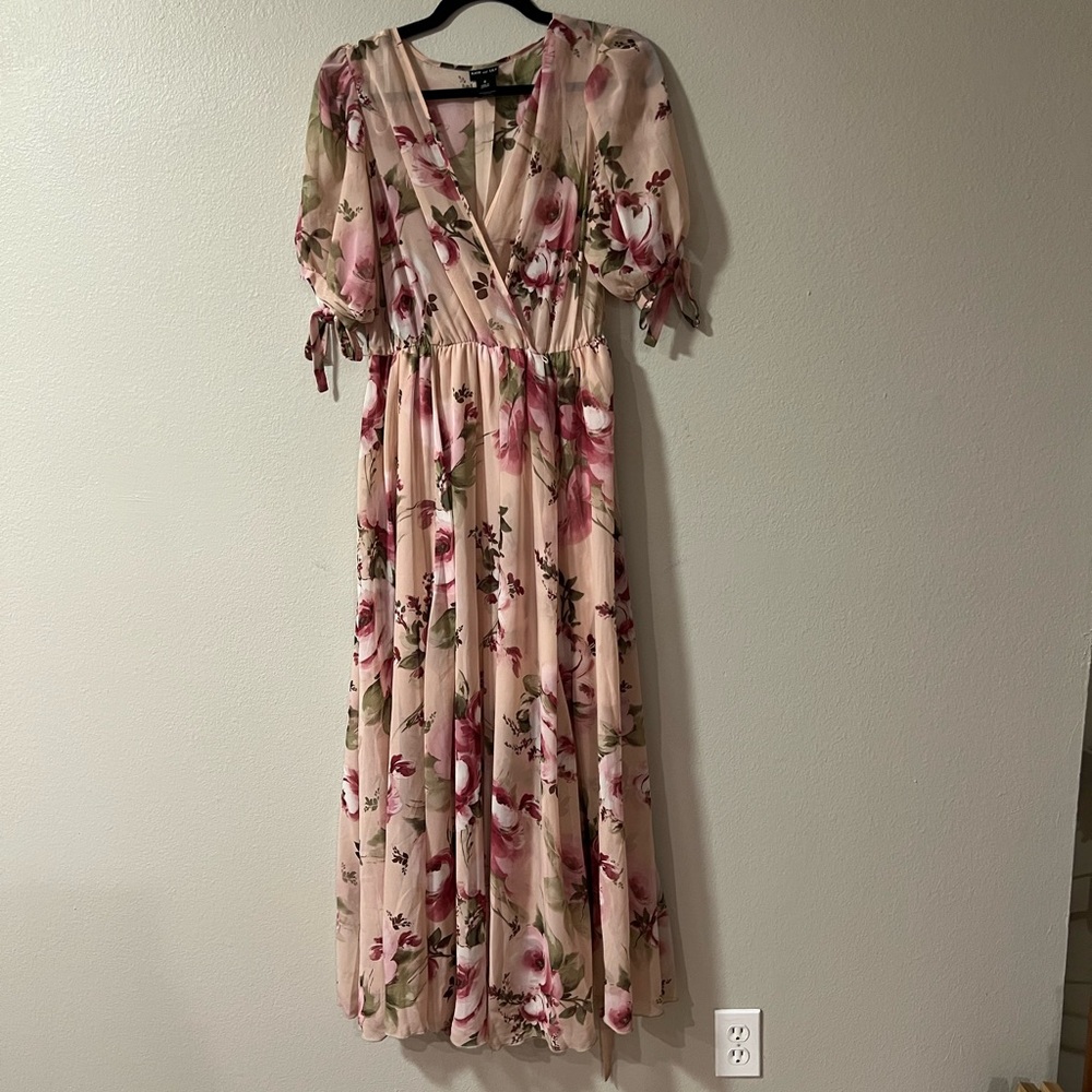 Floral Maxi Dress in Pink and Cream